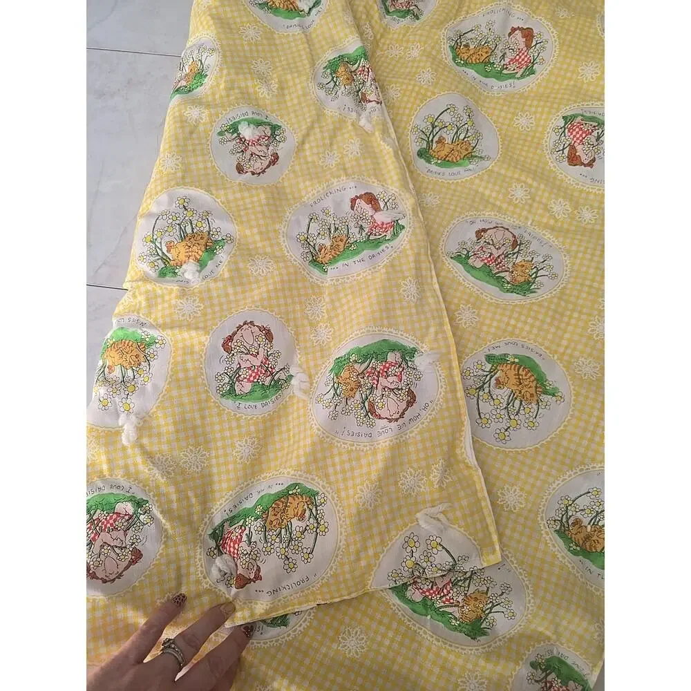 70s‎ Vintage I Love Daisies Barbara Alexander Quilt Crib Blanket Throw Retro